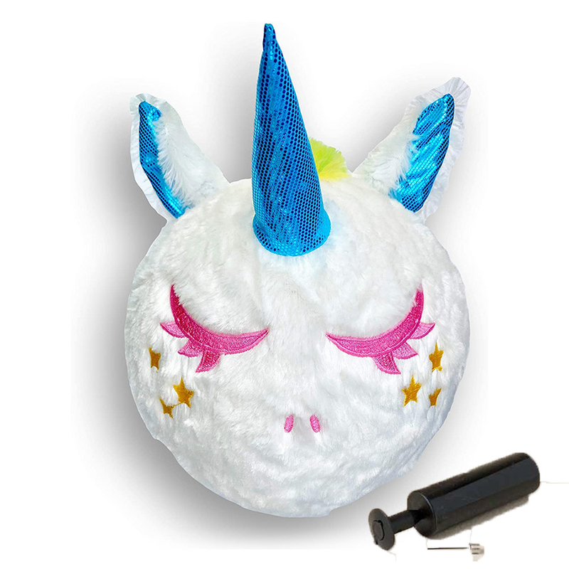 Unisex zachte regenboog opblaasbare eenhoornbal 10&quot; pluis speelgoed met pomp en PVC binnenste bal materiaal